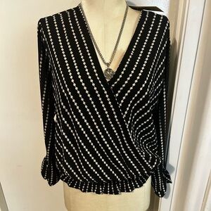 NWT Michael Kors Black and Silver Striped Top